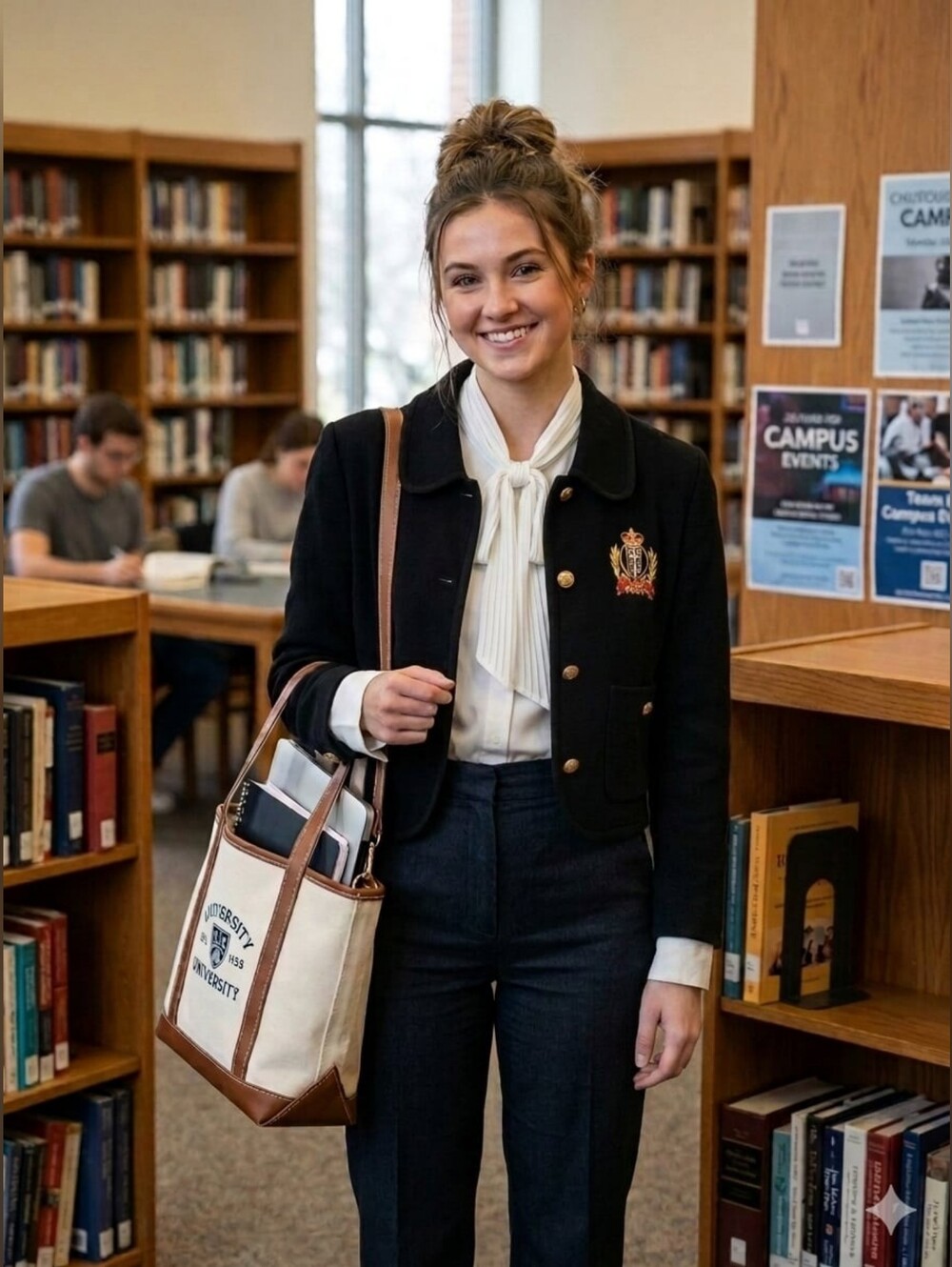 Caus Classic Preppy Cropped Crest Blazer Crown Coat Of Arms Chest Emblem Gold